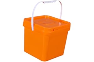 Ｂｅｓｇａ Square Bucket All Purpose Pail Large Capacity Food Storage Container with Handle and Lid for Home Improvement Outdoor P