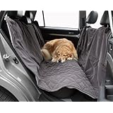 Floppy Ears Design Waterproof Microfiber Zippered Pet Hammock Seat Cover, Grey, Large 62“ W (across the seats) x 75“