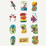 Tropical Glitter Temporary Tattoos Summer Luau Party Favors (6 dz)