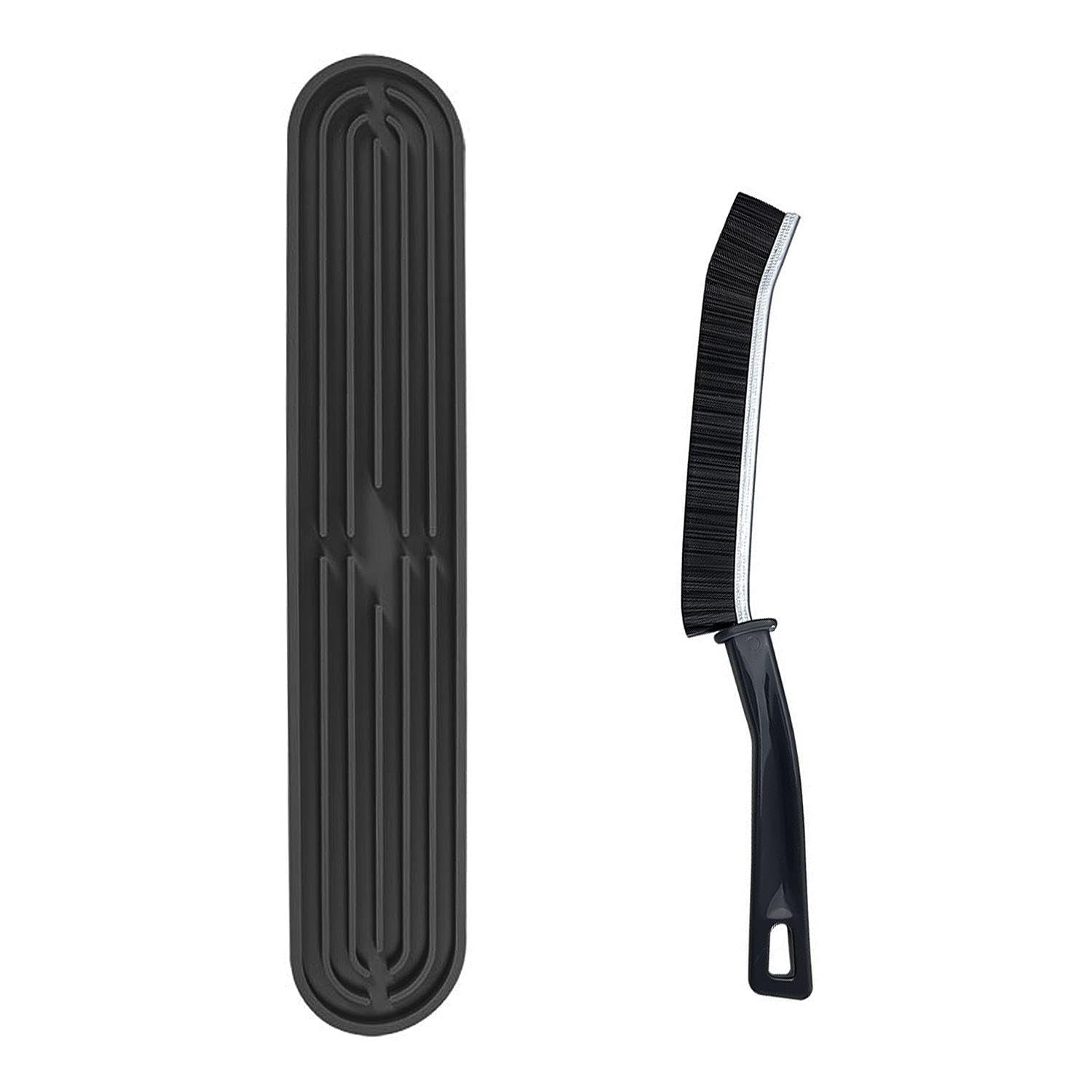 1 Piece Long Oval Draining Mat, 1 Piece Crevice Brush, Narrow Edge Silicone Draining Mat, Non-Slip Draining Mat, Dish Drying Mat, Sink Draining Mat