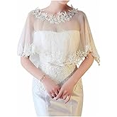 FITONE Women's Lace Appliques Shawls Wedding Bridal Cape Shoulder Covers