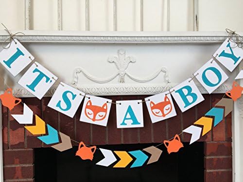 Woodland fox It's a Boy baby shower decorations - tribal baby shower - It's a boy banner- fox baby shower decorations