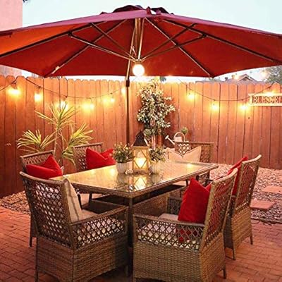 Abba Patio 11 Feet Offset Cantilever Solar Lights Patio Hanging Umbrella With Cross Base Jockey Red Amazon Sg Lawn Garden