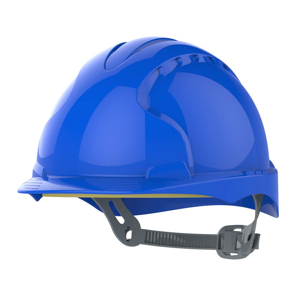 JSP EVO2 Safety Helmet with Slip Ratchet Adjustment Harness EN 397 Industrial Hard Hat for Building, Construction and Work sites Blue (AJE030-000-500)