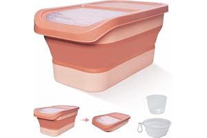 DDMOMMY 10-13 Lbs Dog Food Storage Container, Collapsible Dog Food Container with Sliding Lid, Scoop and Silicone Dog Bowl, Pet Food Storage Containers Dry Food for Dog, Cats and Other Pets (Red)
