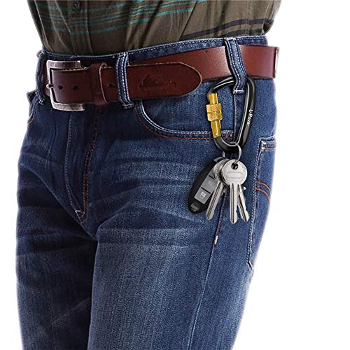 L-Rover The Best Ultra Sturdy Locking Carabiner Clips, Heavy Duty Caribeaners, x3/12kN/2645-pound Rating for Hammocks, Swing,Locking Dog Leash and Harness, Camping, Key Chains,Hiking & Utility