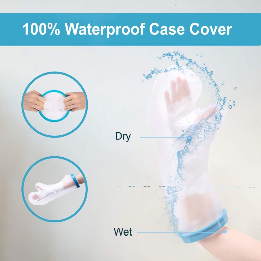 [2020 New Upgrade]Adult Waterproof Arm Cast Wound Cover Protector for Shower Bath, Arm Cast Sleeve Bag Covers for Broken Hands, Wrists, Reusable Bandage Cover Dressing Protector-19.09 inches: Health & Personal Care