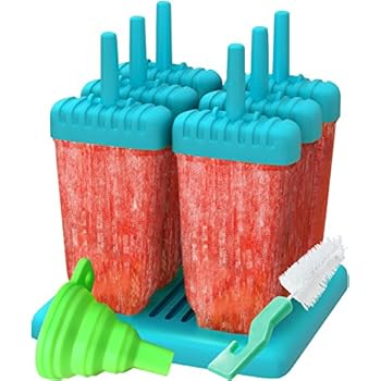 Ozera Popsicle Molds Maker, Reusable Ice Pop Molds Trays for Homemade Popsicles - Set of 6 - With Silicone Funnel & Cleaning Brush - Blue