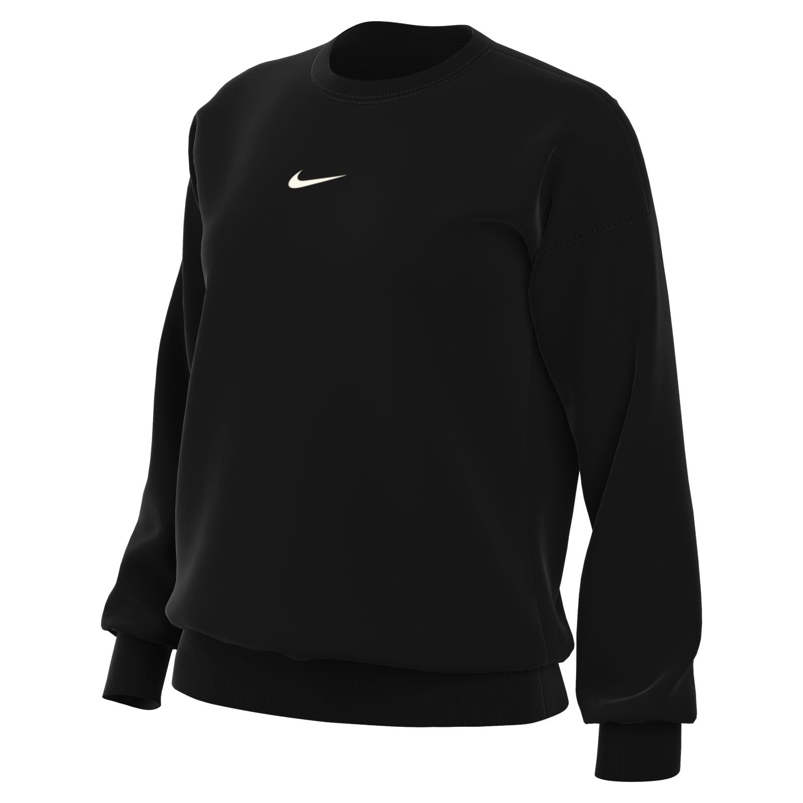 NIKE DQ5733-010 W NSW PHNX FLC OS CREW Sweatshirt Women's Black/sail XS