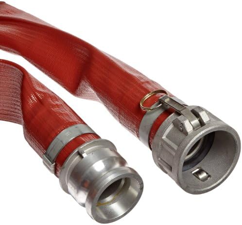Unisource 250 Red PVC Discharge Hose Assembly, 2" Aluminum Kamlock C/E Connection, 150 PSI Maximum Pressure, 50' Length, 2" ID