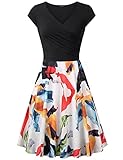 Laksmi Elegant Dresses, Womens Casual Dress A Line Cap Sleeve V Neck (Small, Multicolor Orange)