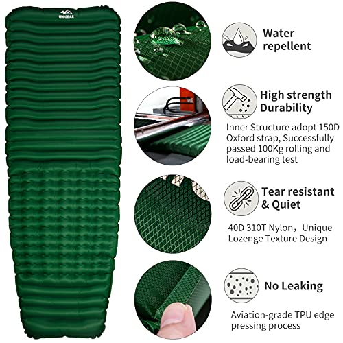 Unigear Camfy P3 Inflatable Sleeping Pad, RValue 2,Water Resistant, Comfortable Sleeping