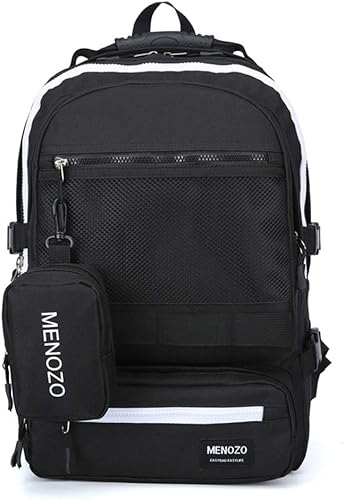Menozo M668 ズック 大容量 高校生 リュックサック 通勤 レディース 通学 リュック メンズ バックパック ブラック Menozo メンズ Amazon