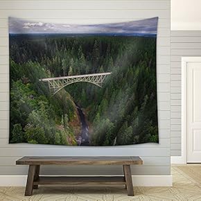 Skokomish High Steel Bridge,Mason County, Washington - Fabric Wall Tapestry Home Decor - 51x60 inches