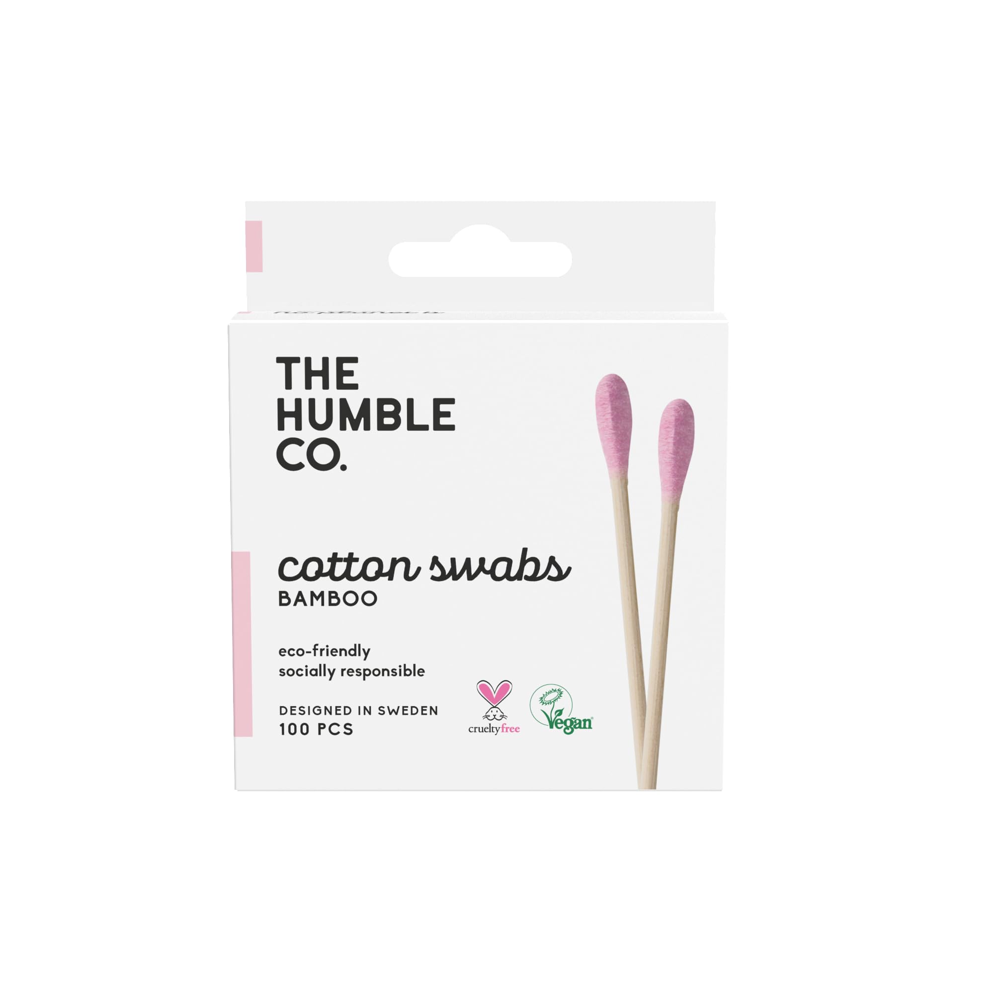 The Humble Co. Natural Cotton Swabs | Purple | Biodegradable, Eco-Friendly, Vegan | Perfect for Ears, Makeup, Pet care and Cleaning (1 x 100)