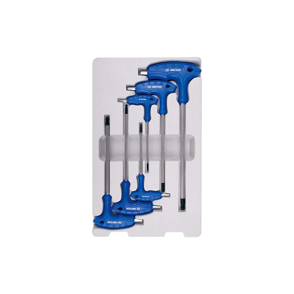 king tony 22106MR Hex Key Set 6-Sided L Shaped Handle with Spherical Head, Metric, Set of 6