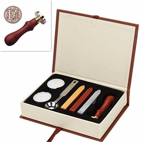 Wax Seal Stamp Set,Vintage Initial Letters A-Z Alphabet Wax Badge Seal Stamp,Seal Wax Kit for Office ,Business (M)