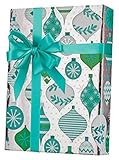 Blue Baubles Metallized Wrapping Paper Roll - 24 Inch Wide x 15 Feet Long