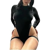 Wuitrie Women Casual Backless Bodysuit Solid Color Tight-Fit Long Sleeve Cutout Jumpsuit Top Sexy Night Going Out Clubwear