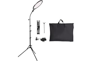 GSKAIWEN 12inch Full-Screen Ring Light Photography Lighting LED Studio Panel Video Light Bi-Color 3000K-6000K with Flexible Tube,Tripod Stand for Streaming, YouTube Video, Eyebrow, Tattoo(1 Pack)