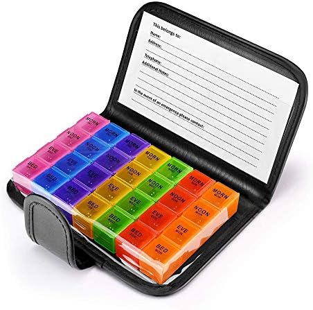 XYMJ Pill Box Organiser 7 Day Medication Organiser Deal with Enmergency Pill Tablet Portable Travel Pill Case Large 28 Compartments