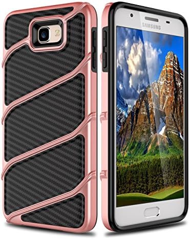 Galaxy J7 Prime G610 Case, Galaxy On7 2016 Case, Galaxy On NXT Case AMENQ Slim Dual Layer Hybrid Armor Protective Tactile Secure Grip Touch Armor 3D Cover [Rose Gold] for Samsung J7 Prime 2016 …