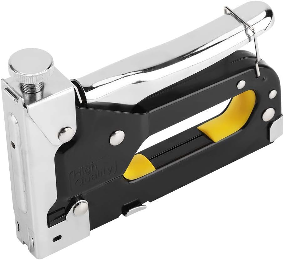 Staple Gun, 3 in 1 Heavy Duty Hand Staple Gun Woodworking Hand Decoration Tool for Upholstery Fixing Material Carpentry Furniture(Random Color)