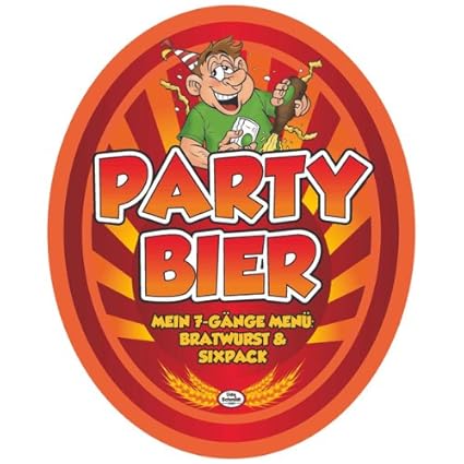Aufkleber PARTY BIER Etikett Bierflasche selbstklebend Geschenk