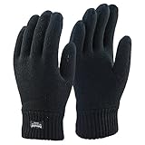 Mens 3m Black Thinsulate Thermal Lined Winter Gloves (Large/Extra Large)