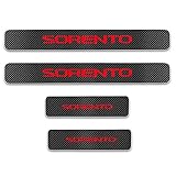 for Kia Sorento Door Sill Protector Reflective 4D Carbon Fiber Sticker Door Entry Guard Door Sill Scuff Plate Stickers Auto Accessories 4Pcs Red