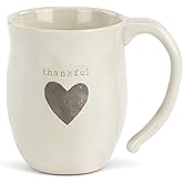 DEMDACO Thankful Heart Cream Inspirational 16 ounce Ceramic Stoneware Coffee Mug