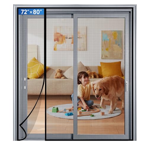 Magnetic Screen Door Mesh Left Right Side Opening Upgraded PET Material Mesh