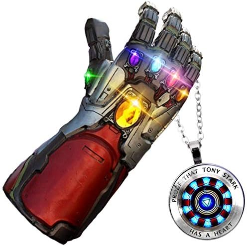 Endgame Iron Man Infinity Gauntlet Replica LED Light Up Toy Superhero Cosplay Costume w/Necklace