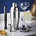 VonShef Manhattan Cocktail Shaker Set with Recipe Guide, Stainless Steel, Includes Twisted Bar Spoon, Hawthorne Strainer, 0.5 Ounce 1 Ounce Measuring Jigger, Wooden Muddler, 19 Ounce Shaker