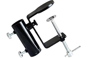 JINHAN Patio Umbrella Clamp - Balcony Umbrella Railing Mount | Upgraded Steel Umbrella Holder, Attaches to The Deck Railing, Chair, Benches, Tailgates, Boats and More, Black