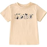 MODNTOGA Halloween Shirt Toddler Girl Cute Ghost T-Shirt Kids Ghost Black Cat Outfit Top Spooky Season Short Sleeve Fall Tee