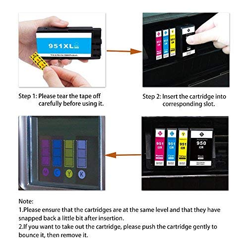 Upgraded 950XL 951XL Ink Cartridges Compatible for HP 950XL 951XL, High Yield for HP OfficeJet PRO 8610 8600 8620 8100 251dw 8630 8625 8615 (5-Pack, 2 Black Cyan Magenta Yellow)