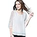 DCOIKO Women Casual 3/4 Lace Sleeve Chiffon Shirts Double Layers Chiffon Blouses Tops