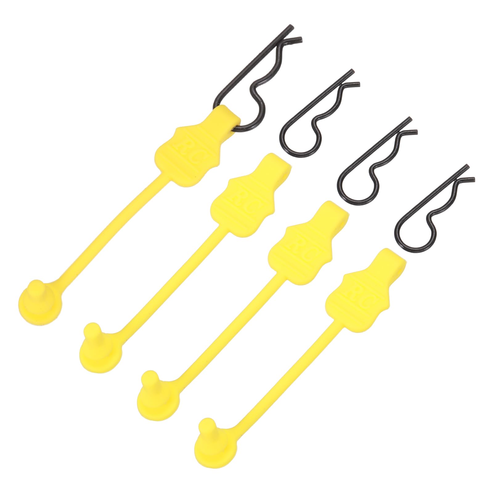 sourcing map 4 Pcs RC Body Clip Retainers, 1.2mm Rod RC Clips Shell Fixed Buckle Lock Springy R Pins Shell Replacement Parts for All 1/8 1/10 Scale Model Car Crawler Truck(Yellow/Black)