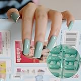 24pcs Flat Curved False Nails Light Green Nail Art Acrylic Tips Press-On Nails Full Wraps Simply DIY 318L