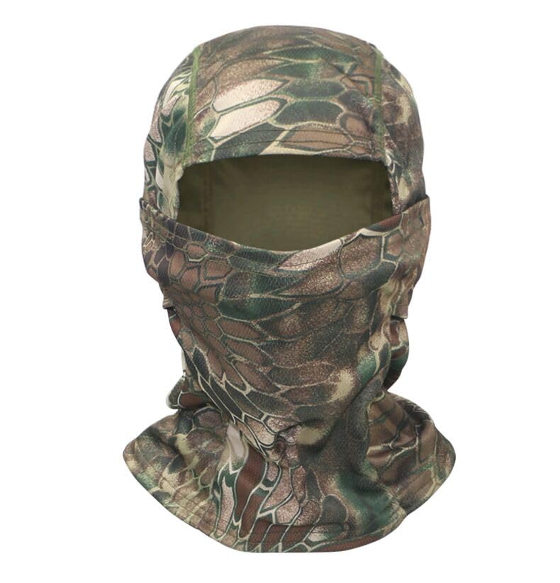 QMFIVE Balaclava Camo Ninja Hood Tactical Full Face Mask Head Wrap Face Neckerchief Men and Women Multi-purpose Outdoor Hiking Cycling Climbing (Ctype-MR)