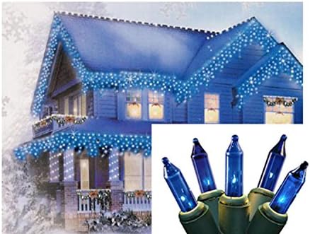 By BriteStar Set of 100 Blue Mini Icicle Christmas Lights - Green Wire