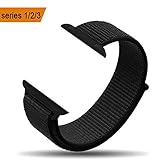 amBand Compatible for Apple Watch Sport Loop Band 42mm, Lightweight Breathable Nylon Replacement Band for Apple Watch Series 1, Series 2, Series 3, Sport, Edition-Dark Black