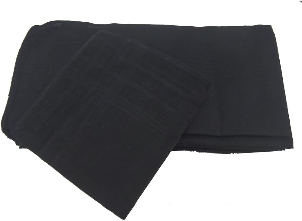 OWM Handkerchief 6 Classic Luxury Soft Cotton Handkerchiefs Black (18