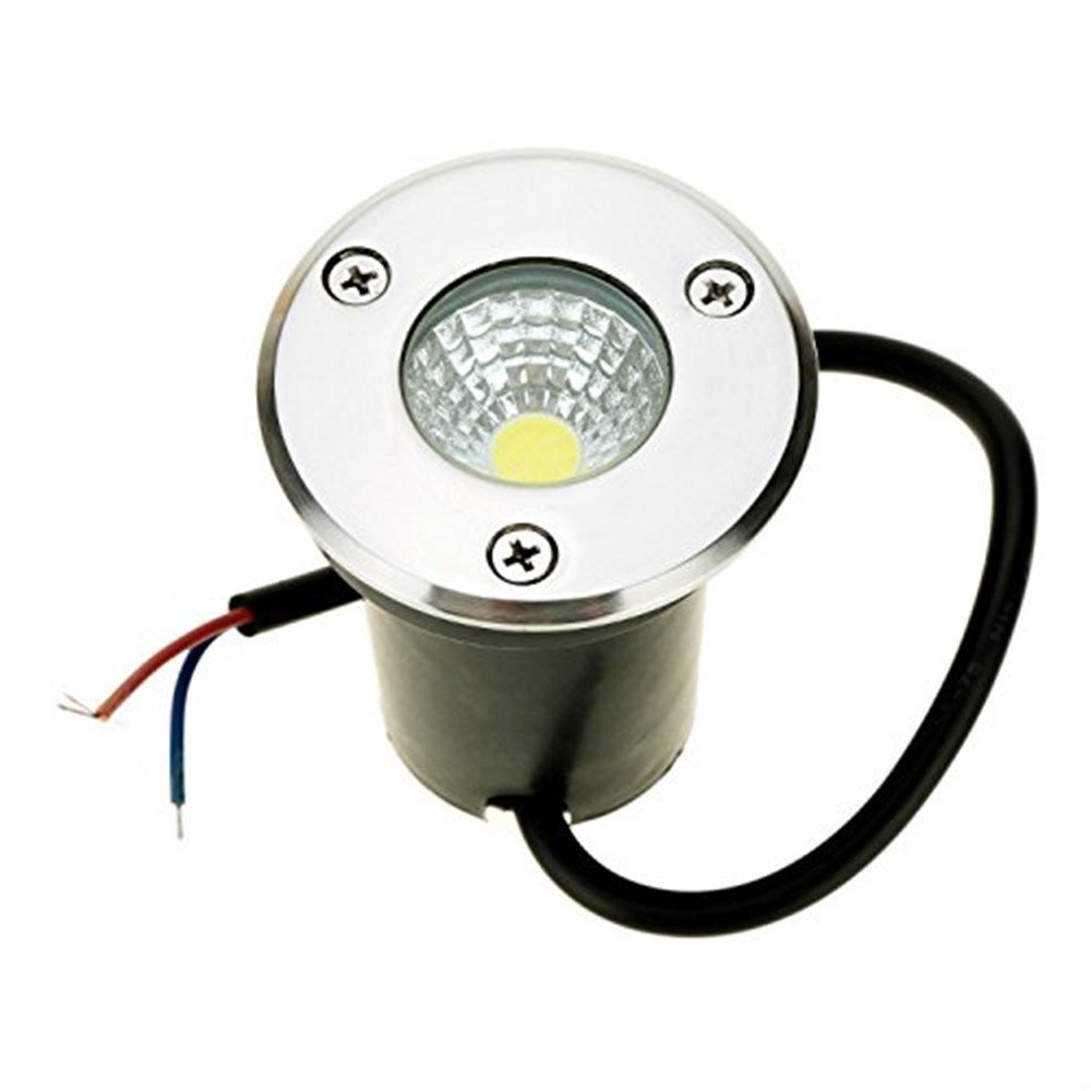 Onerbuy 12V LED COB Underground Path Light Low Voltage Landscape In-ground Lights Outdoor Decorative Spotlight for Yard, Garden, Driveway, Deck, Patio, IP67 Water-Resistant (Cool White, 3W)