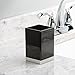 mDesign Plastic Bathroom Vanity Countertop Accessory Set - Includes,Soap Dispenser, Toothbrush Holder, Lidded Canister, and Tumbler Rinsing Cup; Lumiere Collection - Set of 4 - Black/Brushed Chrome