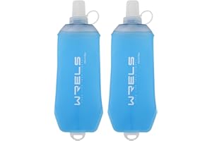 WRELS 200ml/350ml/500ml Collapsible Soft Flask,BPA Free Folding Soft Water Bottle with Hanging Ring,Lightweight TPU Hydration Flask for Running Marathon Cycling Hiking(350ml-2 Packs)