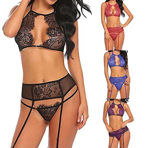 Two Piece Sexy Lingerie Corset, wodceeke Women Sling Backless Sleepwear Temptation Underwear (XL, Purple)