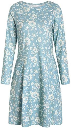 Pintage Women's Long Sleeves Pocket Dress Swing T-Shirt Dress