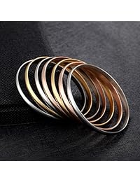 Castillna conjunto de 7 brazaletes de acero inoxidable color oro rosa, oro, plata, tricolor